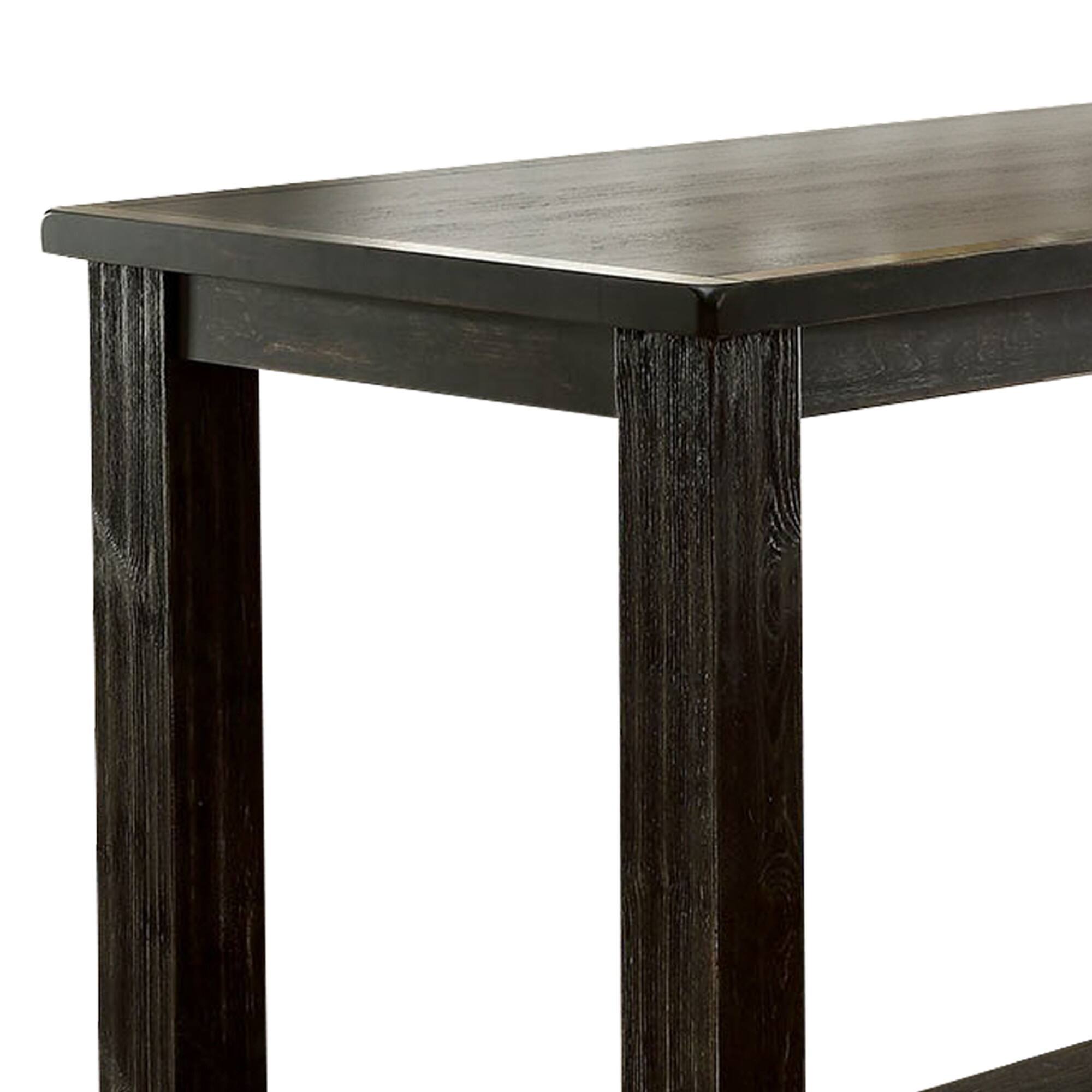 Alt View 3. Manhattan Lane - Rustic Plank Wooden Bar Table with Block Legs - Brown.