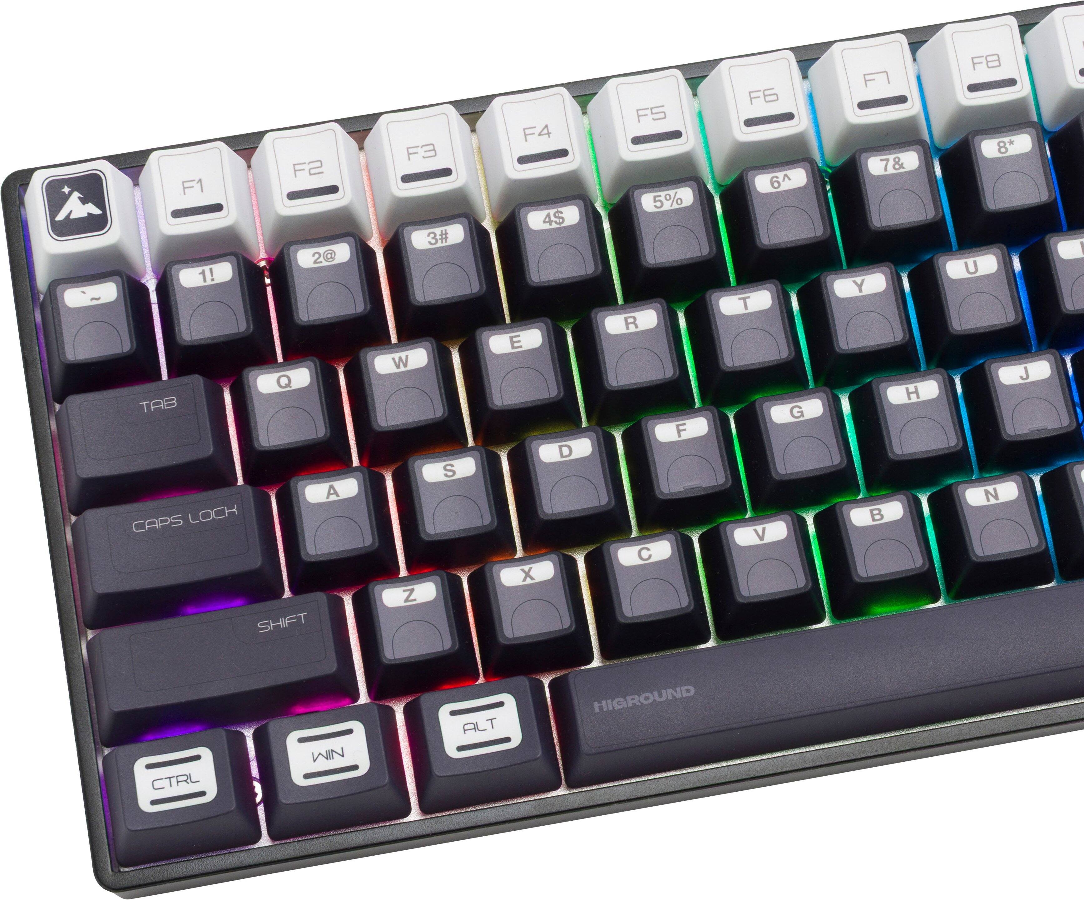 F1 1! F2 2@ F3 3# F4 4$ F5 5% F6 6^ F7 7& F8 8*  
Q W E R T Y U I O P  
TAB A S D F G H J K L  
CAPS LOCK Z X C V B N M  
SHIFT  
CTRL WIN ALT HIGROUND