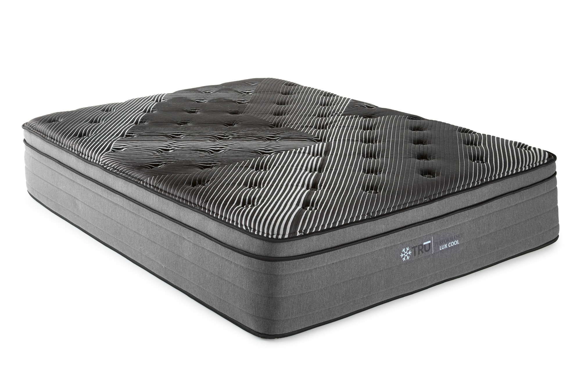 Glintex - Queen 15" Ultra Plush Eurotop Mattress, Cooling Ice Cover, Copper Gel Infused Foam, Edge Wrapped Coils, Made in USA - Black