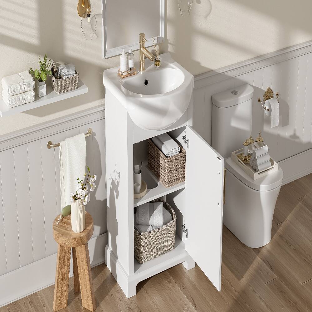 Alt View 9. Loheer - Loheer 20 inch bathroom vanity with sink, Freestanding Single Vanity White, French Style - White.