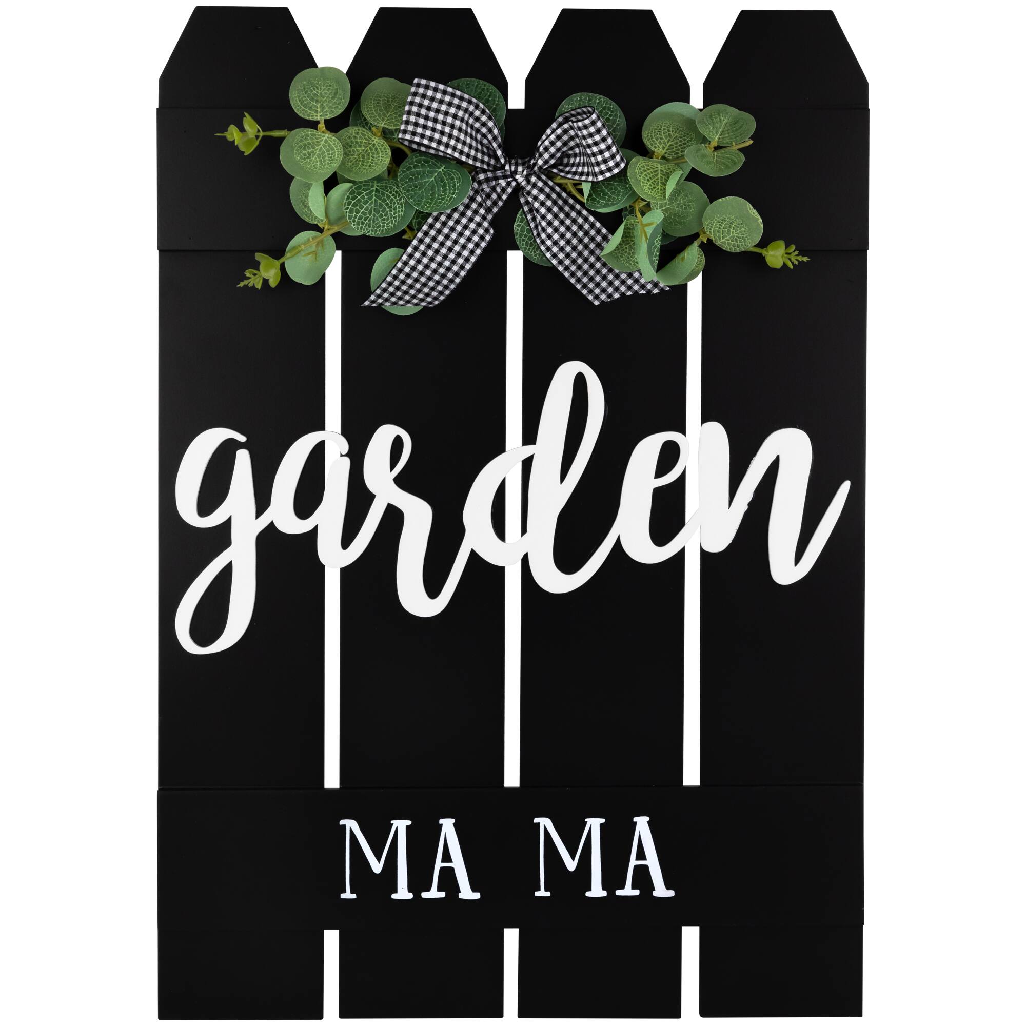 Northlight - Garden Ma Ma Picket Fence Wooden Wall Sign - 19.25" - Black