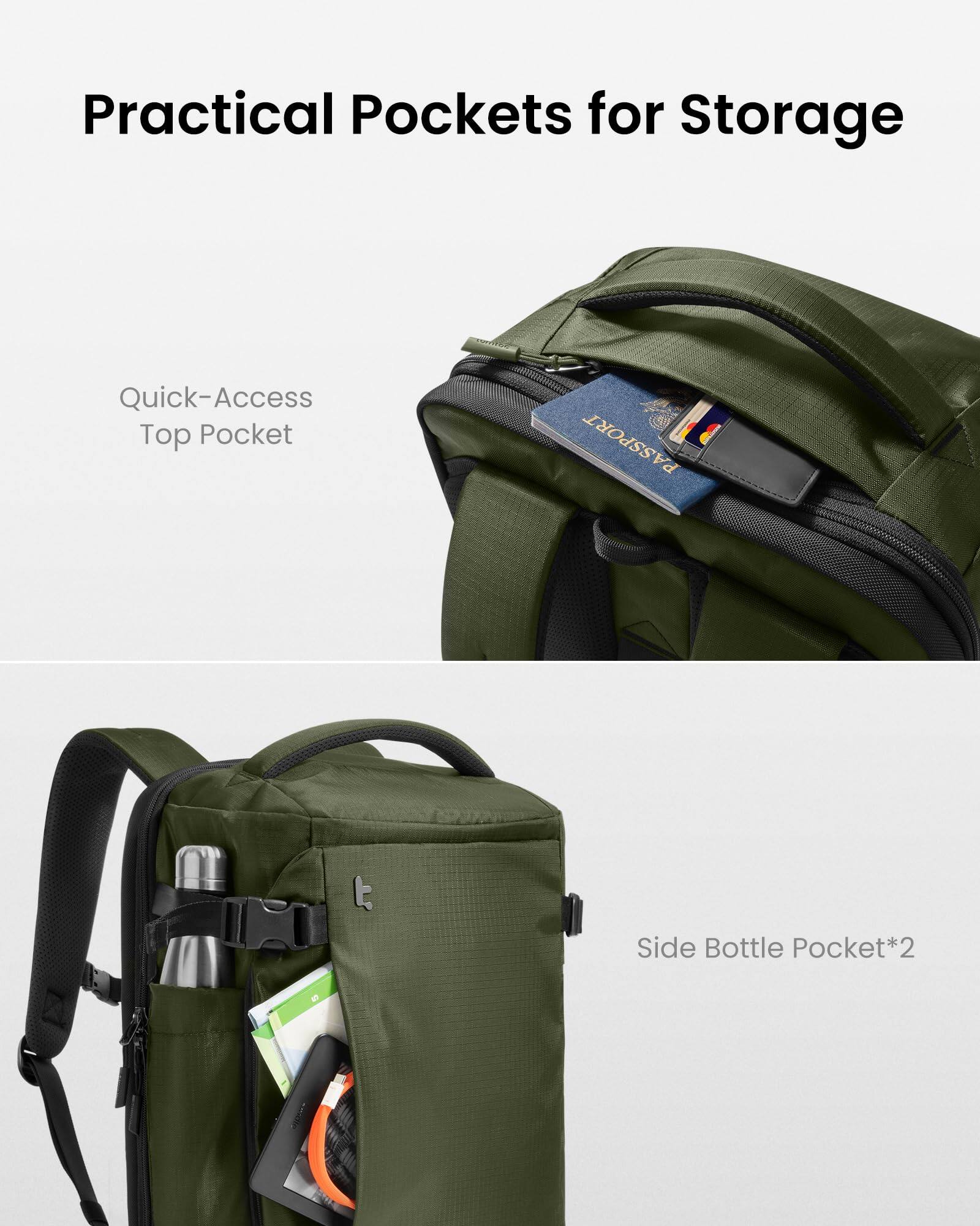 Practical Pockets for Storage

Quick-Access Top Pocket

PASSPORT

Side Bottle Pocket*2