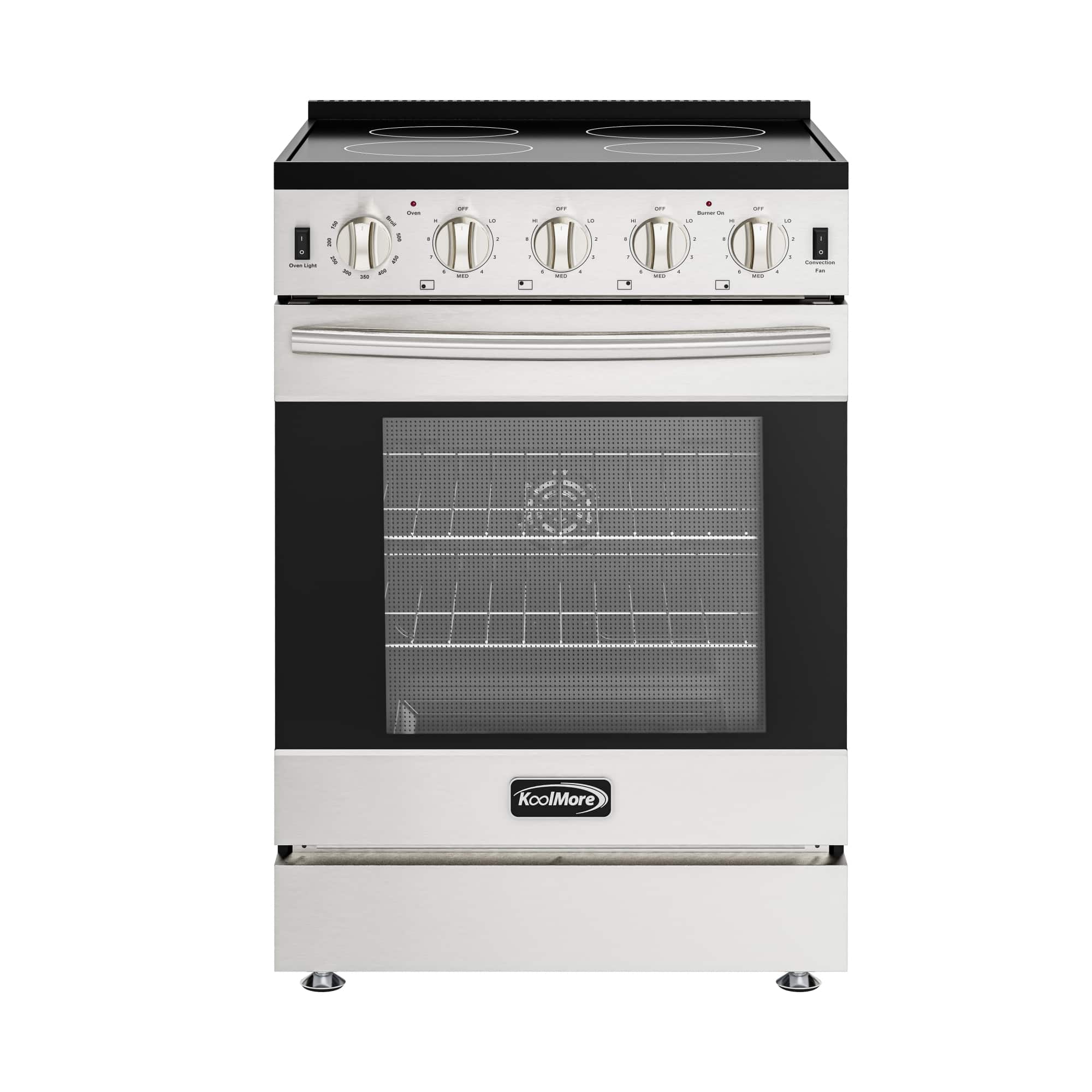 Koolmore - 24 in. 4-Burner Electric Glass Top Slide-In Oven Range, 240V (KM-SER24-SS) - Stainless Steel