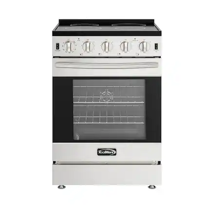 Front. Koolmore - 24 in. 4-Burner Electric Glass Top Slide-In Oven Range, 240V in Stainless Steel (KM-SER24-SS) - Stainless Steel.