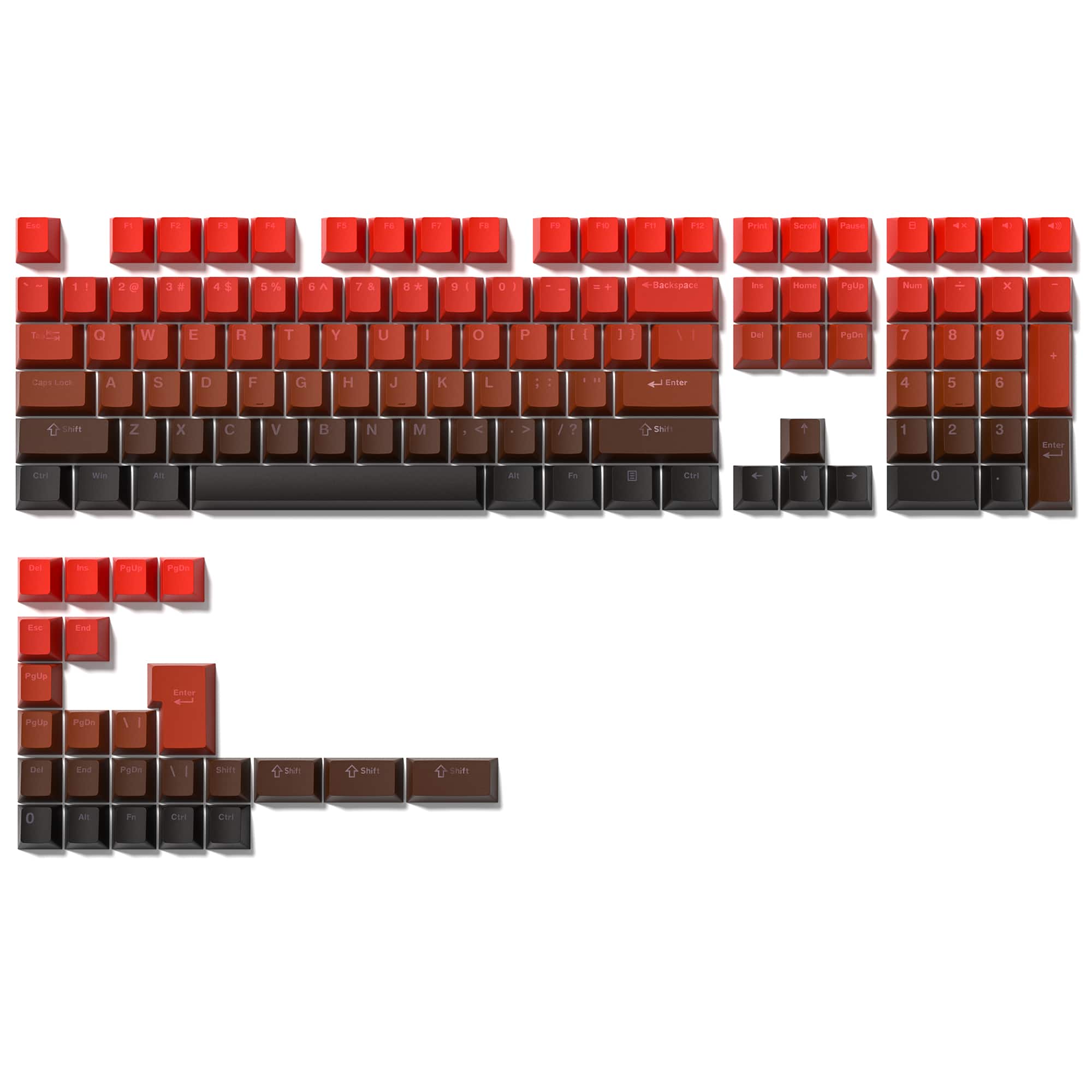 Womier - Shine Through PBT Keycaps Set, Cherry Profile Custom Keycaps for Cherry Gateron MX Switches Mechanical Keyboard - Red-132 Keys