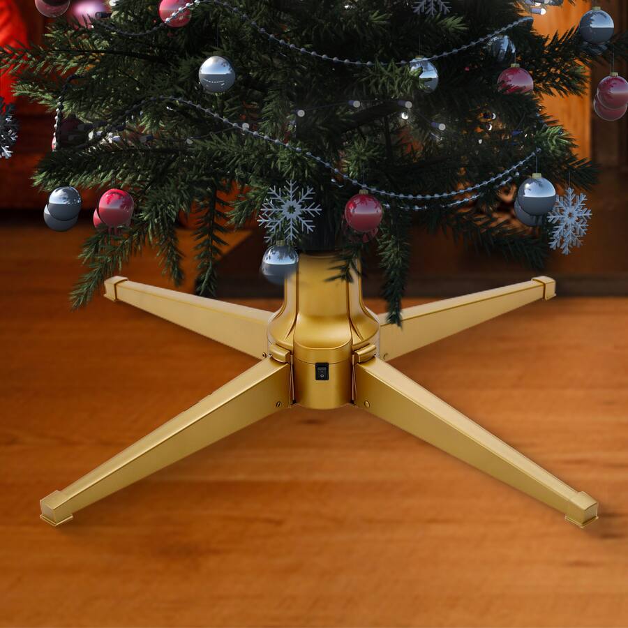 Home Heritage Metal Rotating Christmas Tree Stand for Holiday Trees Up ...