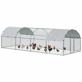 RYHNUYNE - 9.2 ft x 24.9 ft Metal Chicken Coop, Walk-In Design, Galvanized Steel Frame, Oxford Cloth Roof for Yard and Outdoor Use