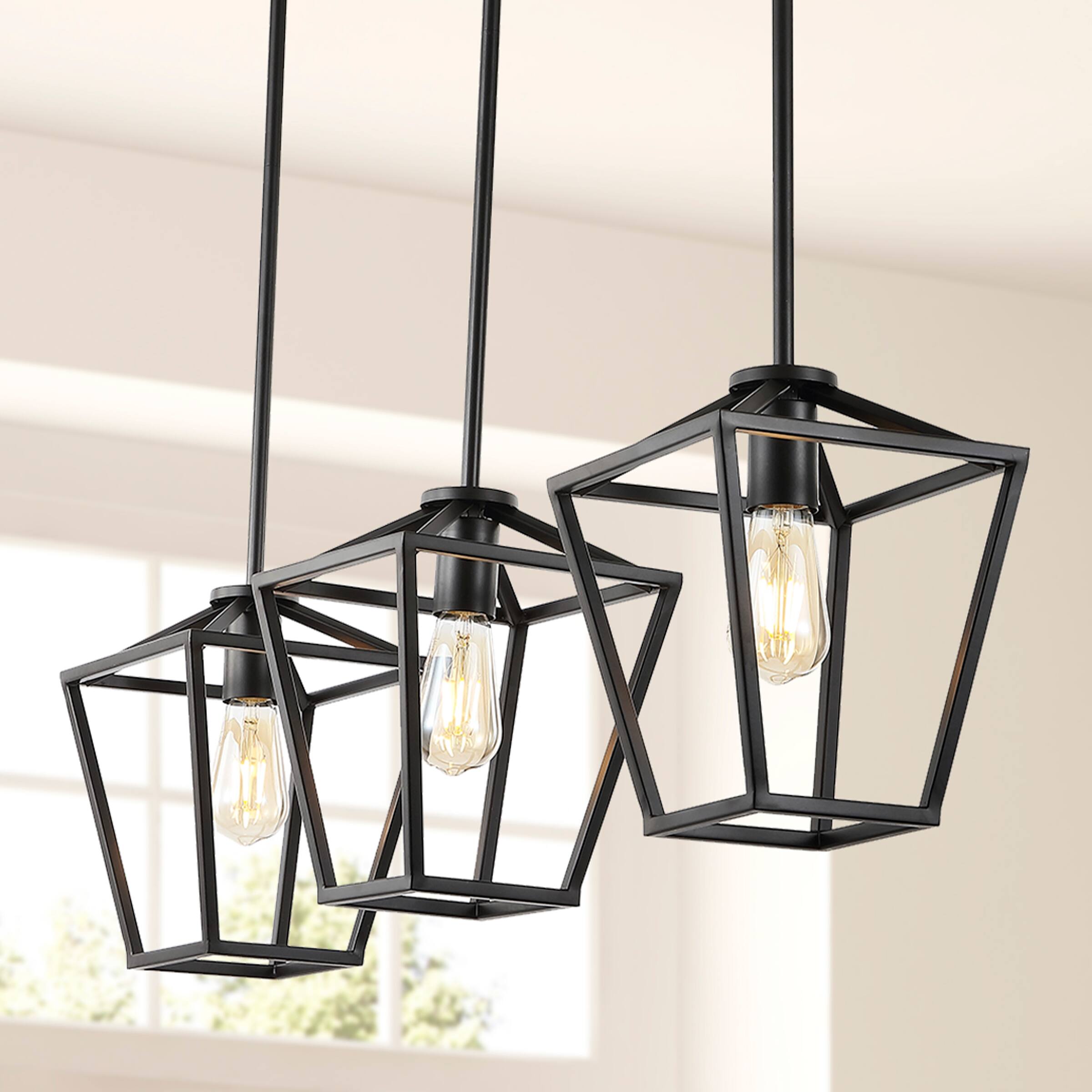 Alt View 1. Jonathan Y - Grace 36.5" 3-Light Industrial Farmhouse Iron Linear LED Pendant, Oil Rubbed Bronze - Oil Rubbed Bronze.