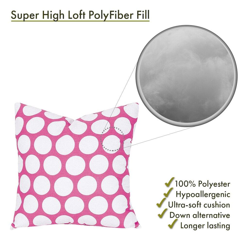 Super High Loft PolyFiber Fill

- 100% Polyester
- Hypoallergenic
- Ultra-soft cushion
- Down alternative
- Longer lasting