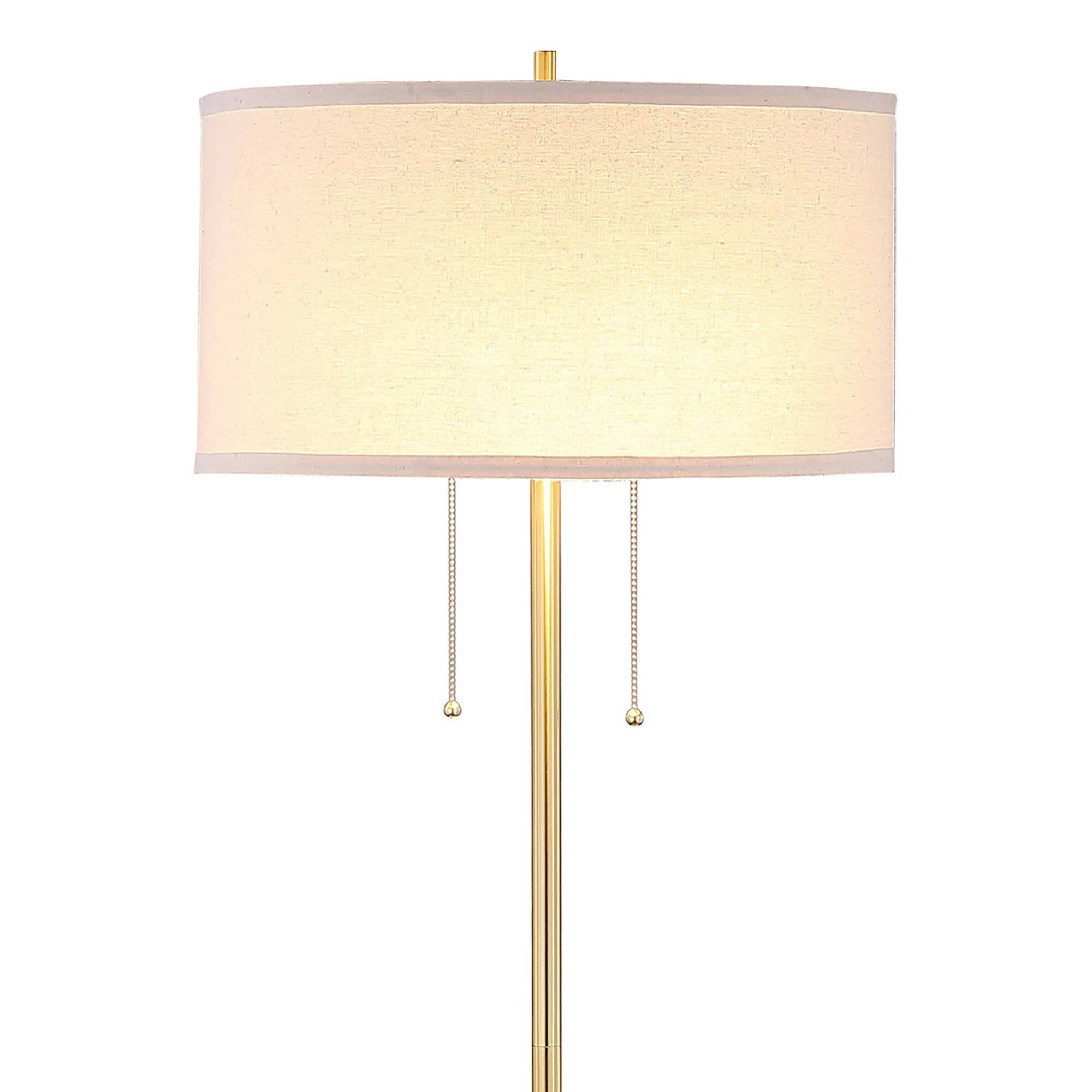Left. APRILSOUL - Bellflower Gold Drum Shade Metal Floor Lamp.