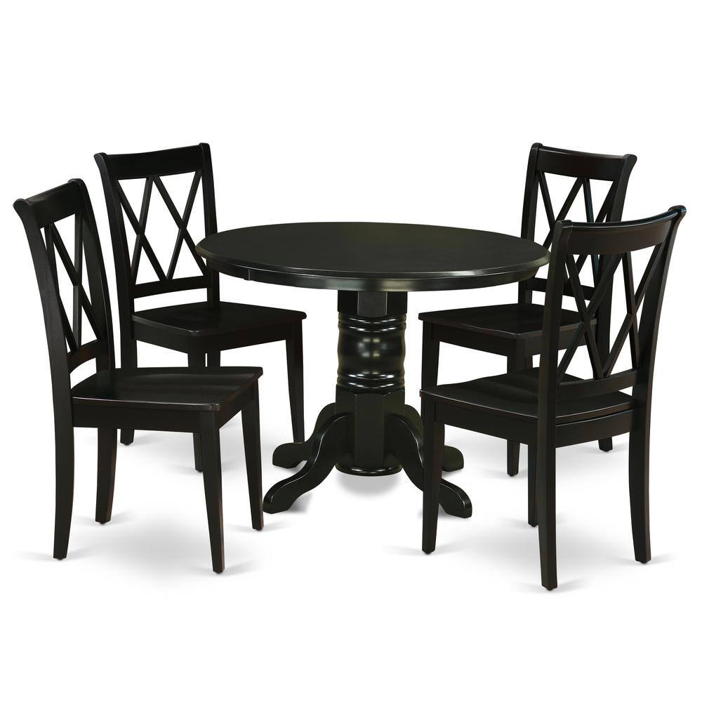 Back. East West Furniture - Dining Room Set Black - Brown.