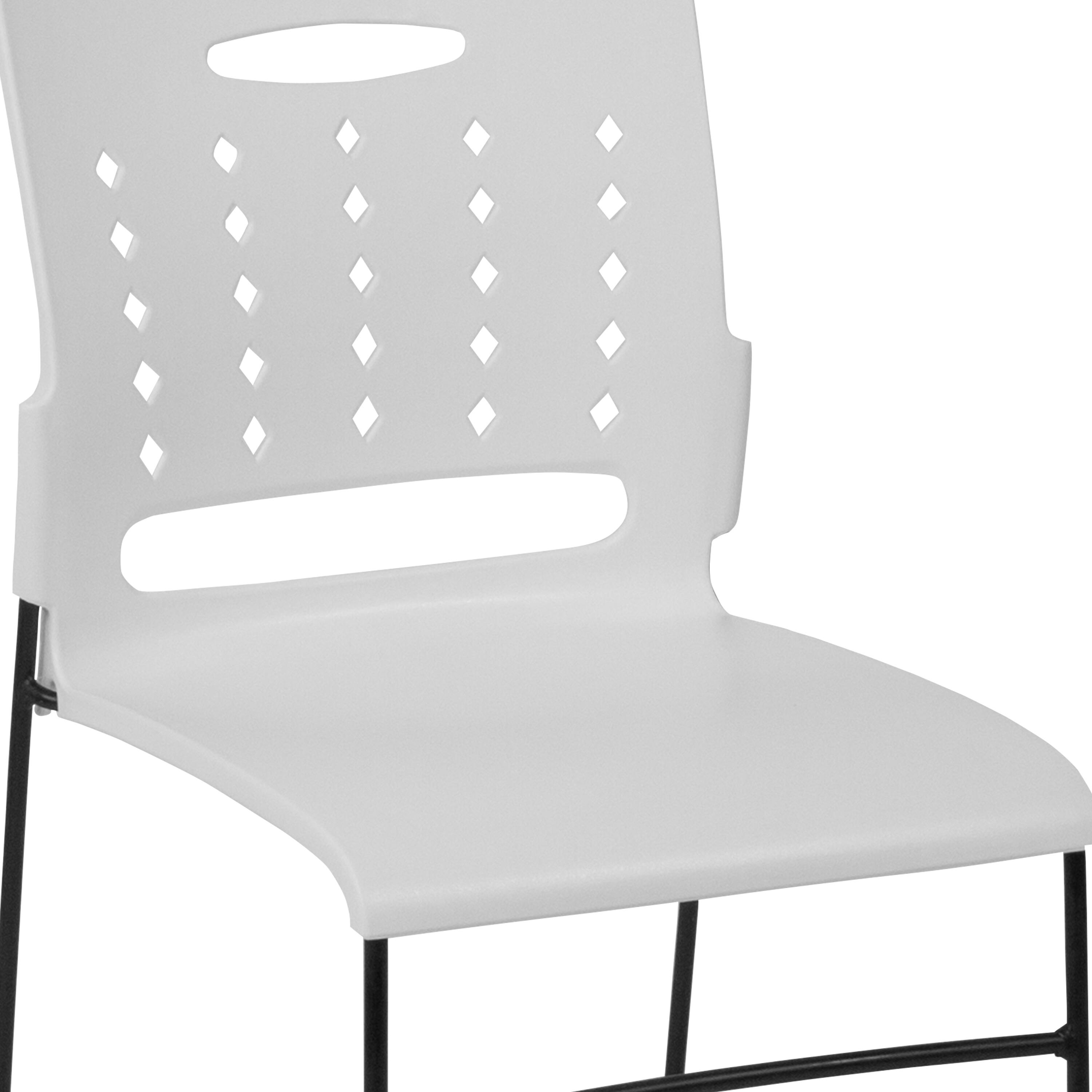 Alt View 8. Emma + Oliver - Home Office Plastic Accent Sled Base Stack Chair - Air-Vent Back - White.