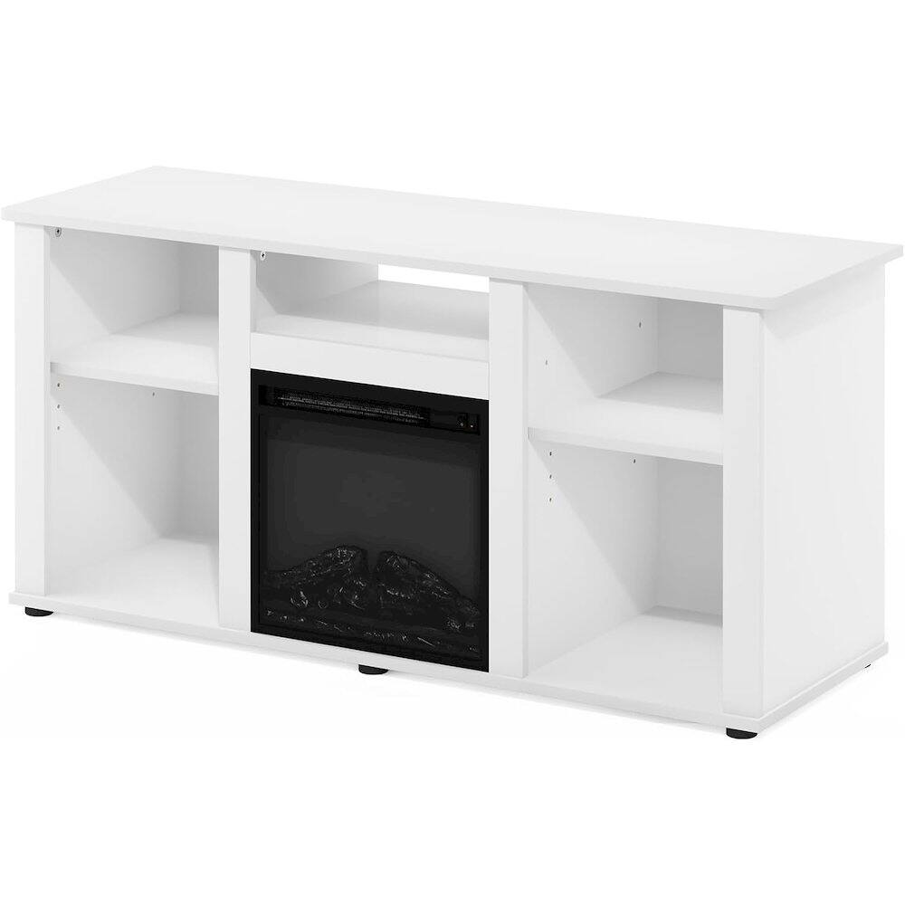 Alt View 3. FurniFact - White 55 Inch Fireplace TV Stand with Five Shelves and Elegant Electric Insert - White.