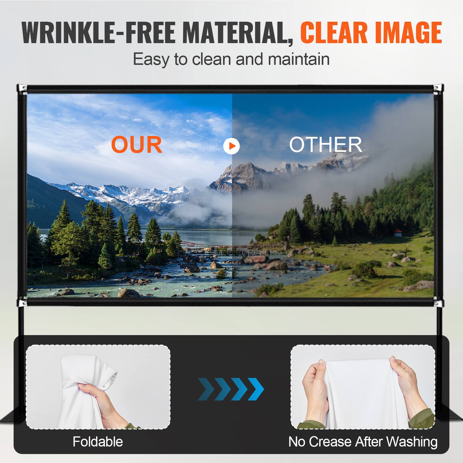 WRINKLE-FREE MATERIAL, CLEAR IMAGE, Easy to clean and maintain, OUR, OTHER, Foldable, No Crease After Washing