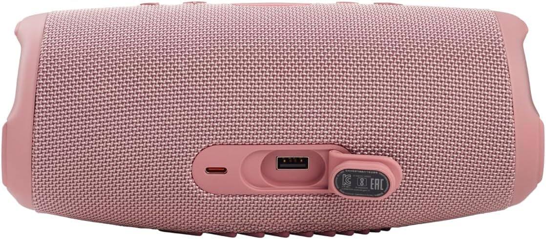 Left. JBL - JBL Charge 5 Portable Waterproof Bluetooth Speaker with Winguard Travel Case (Pink) - Pink.
