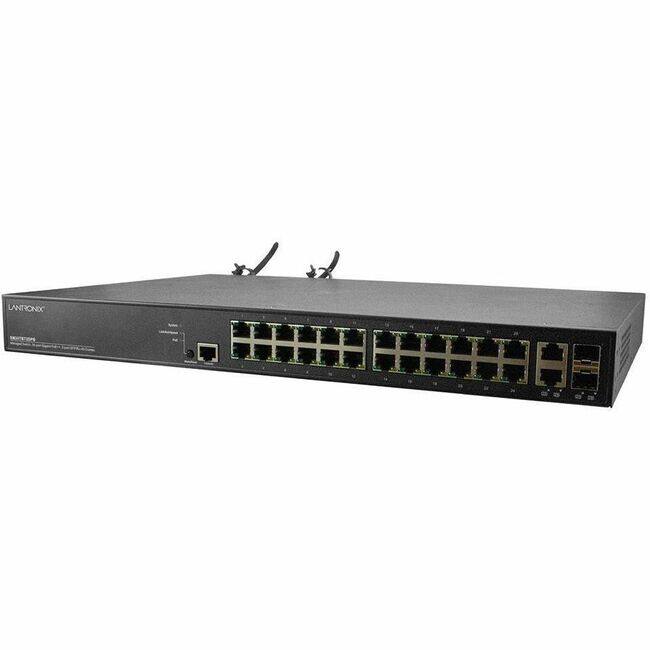 Front. Transition Networks - Lantronix SM24TBT2DPB-2XPS Ethernet Switch - 26 Ports - Manageable - Gigabit Ethernet - 10/100/1000Base-T, 1000Base-X - Unknown.