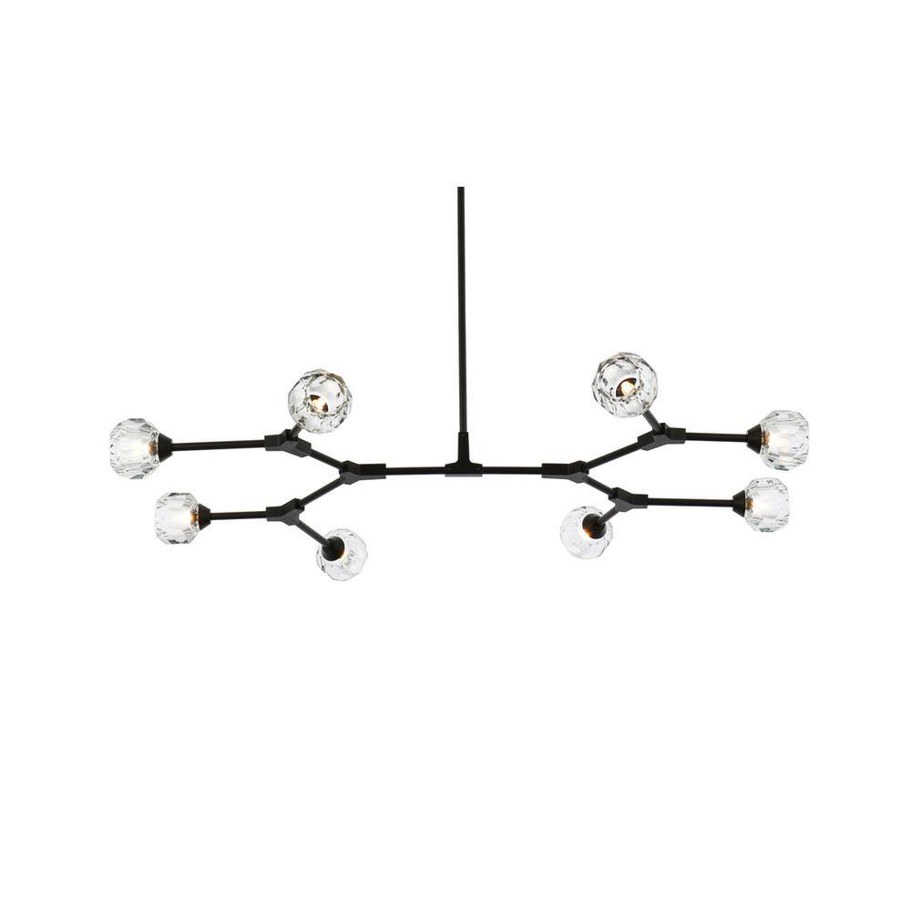 Alt View 4. Elegant Lighting - Zayne 8 Light Pendant in Black - Black And Clear.