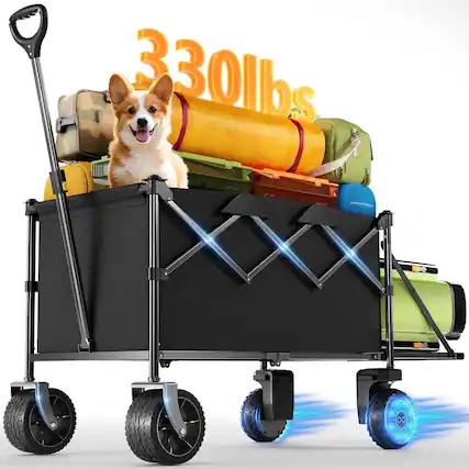 Front. Mastgoal - Foldable Electric Wagon,All Terrain Wheel with Remote Control,2*300W Motor Wagons Carts. - Black.