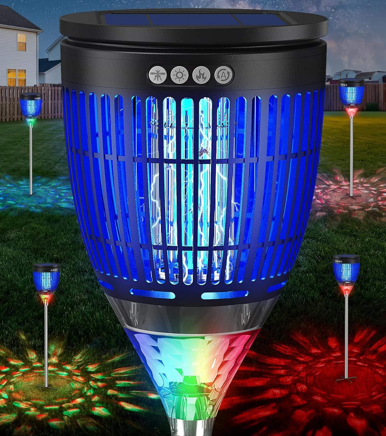 Front. Anysun - Solar Bug Zapper, Electric Mosquito Killer with Light, 4200V Powerful Pest Elimination & Safe Design.