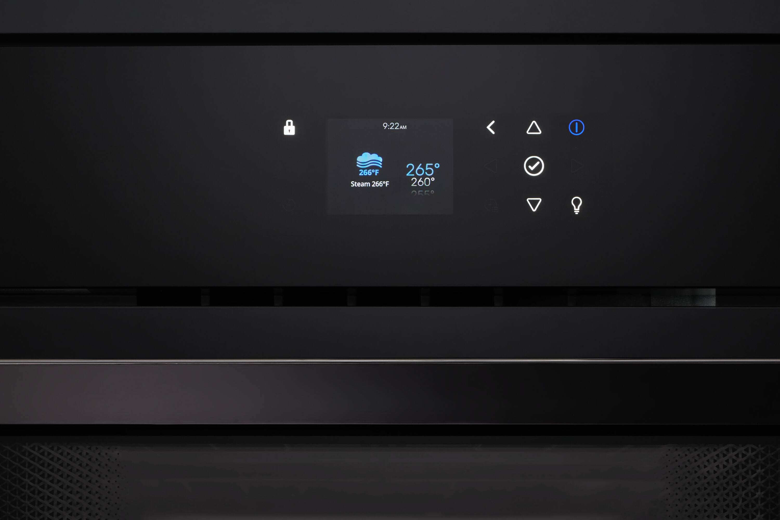 9:22 AM, 266°F, Steam 266°F, 265, 260, 255°F