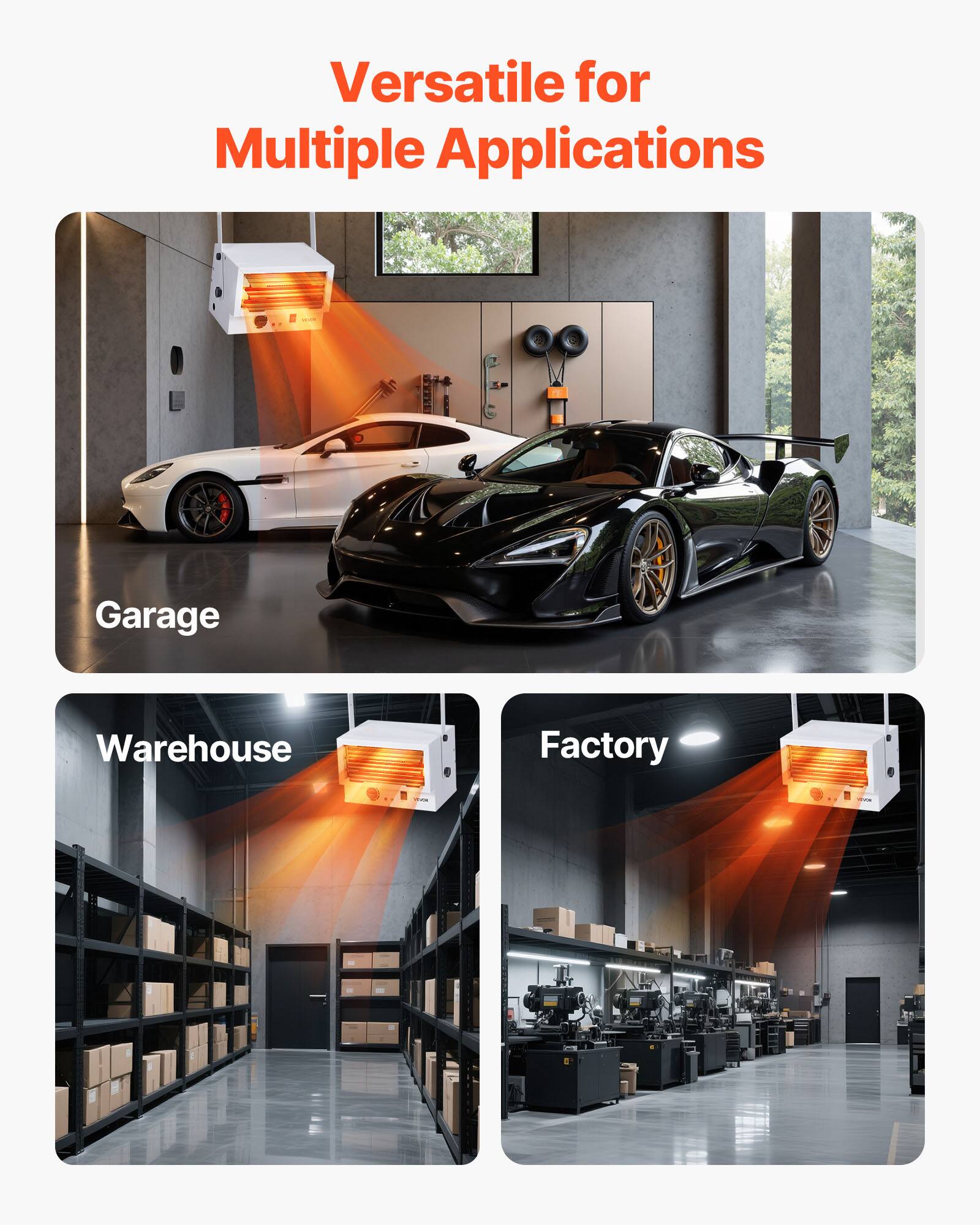 Versatile for Multiple Applications

- Garage
- Warehouse
- Factory