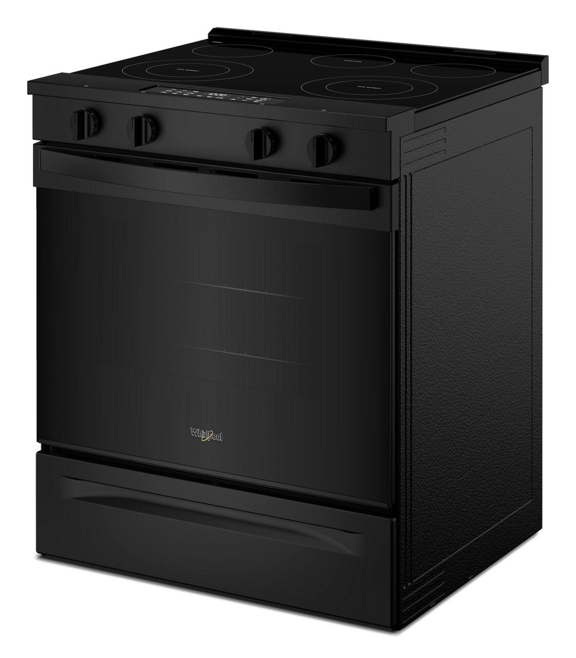 Left. Whirlpool - 5.3 Cu. Ft. Slide-In Electric Range with No Preheat and Slow Cook Modes - Black.