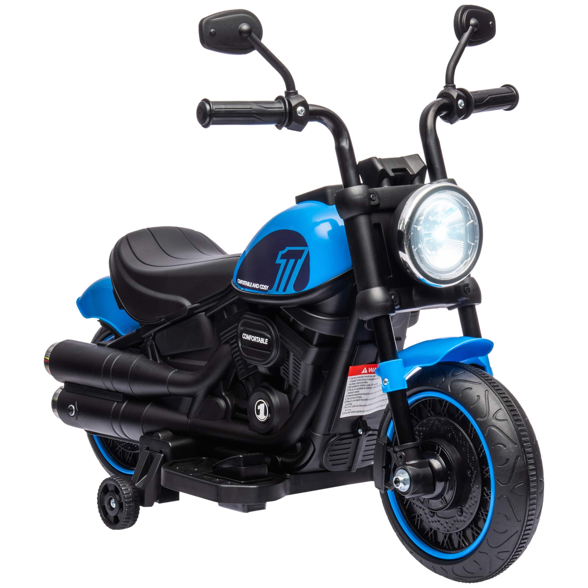 Aosom - Kids Motorcycle with Training Wheels, 6V Ride-on Toy for Toddler 18-48mos, Battery Motorbike with 1-Button Start