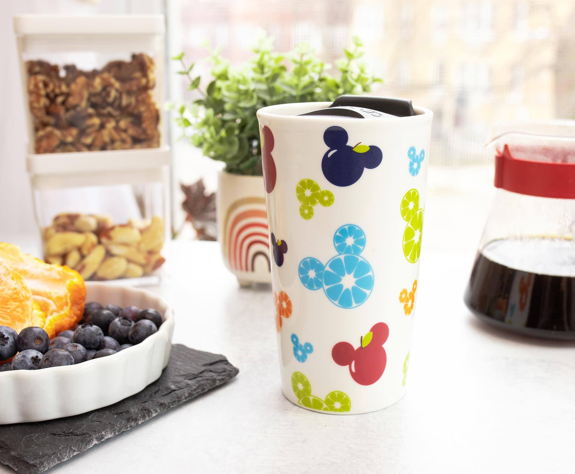 Alt View 10. Disney - Disney Mickey Mouse Fresh Fruit Ceramic Travel Mug With Lid | Holds 10 Ounces - Blue.