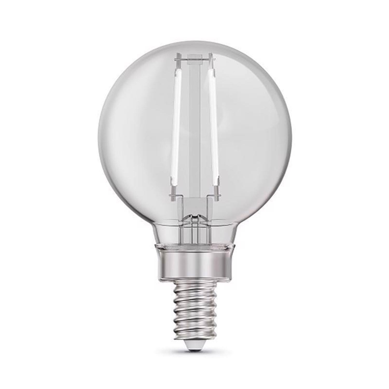 Angle. FEIT ELECTRIC - Feit White G16.5 E12 (Candelabra) Filament LED Bulb Daylight 60 Watt Equivalence 2 pk.