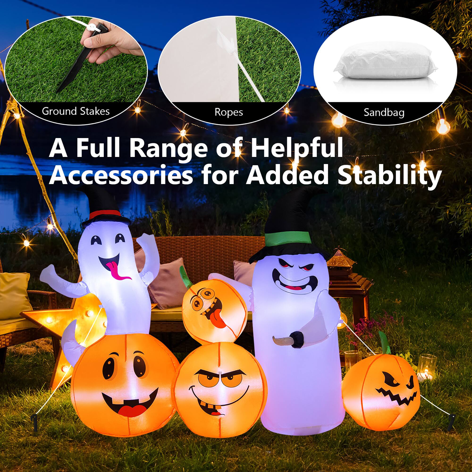 A Full Range of Helpful Accessories for Added Stability: Ground Stakes, Ropes, Sandbag