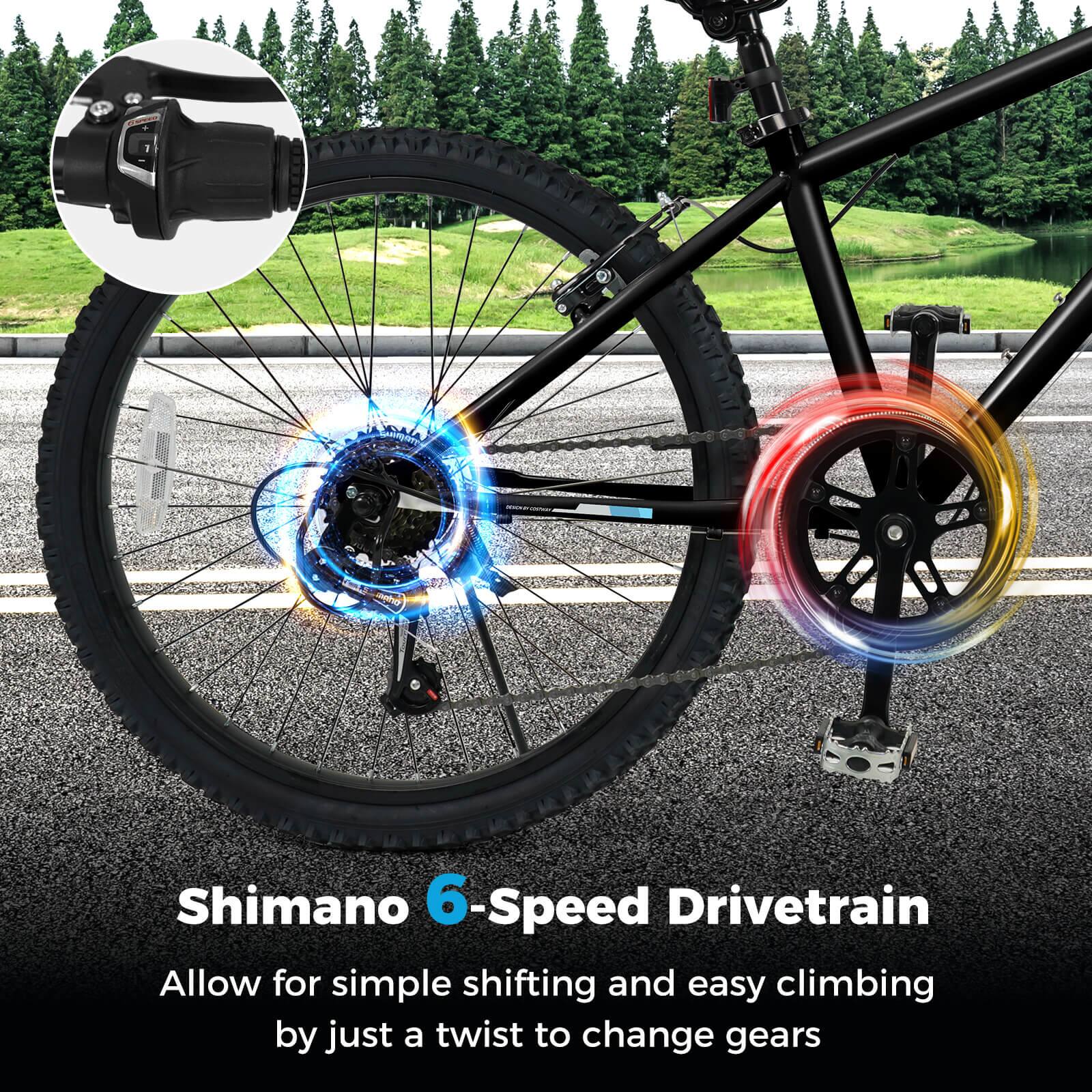 Shimano 6-Speed Drivetrain

Allow for simple shifting and easy climbing by just a twist to change gears