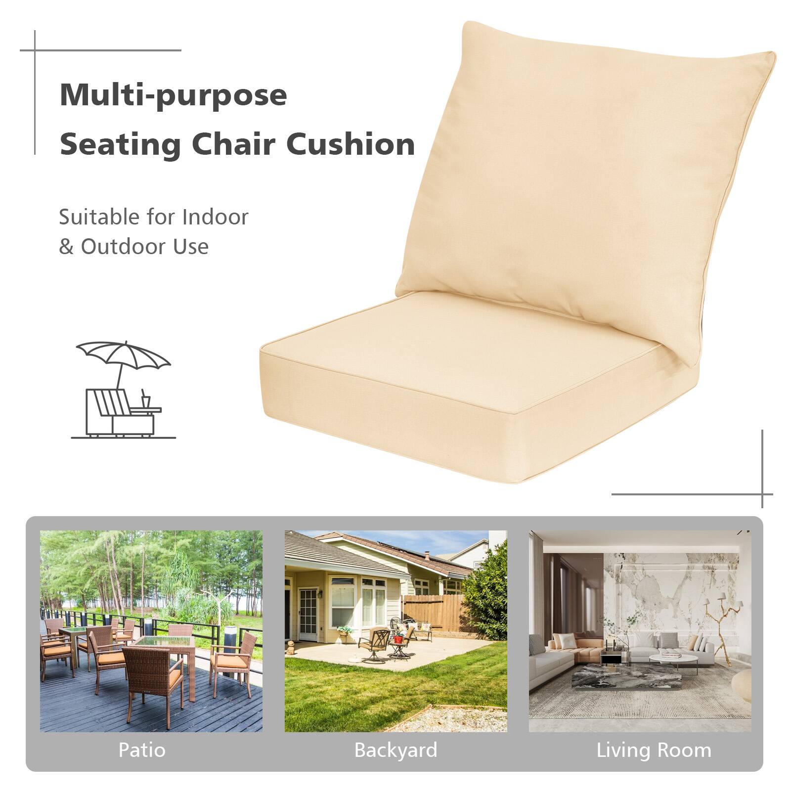Multi-purpose Seating Chair Cushion  
Suitable for Indoor & Outdoor Use  

Patio  
Backyard  
Living Room