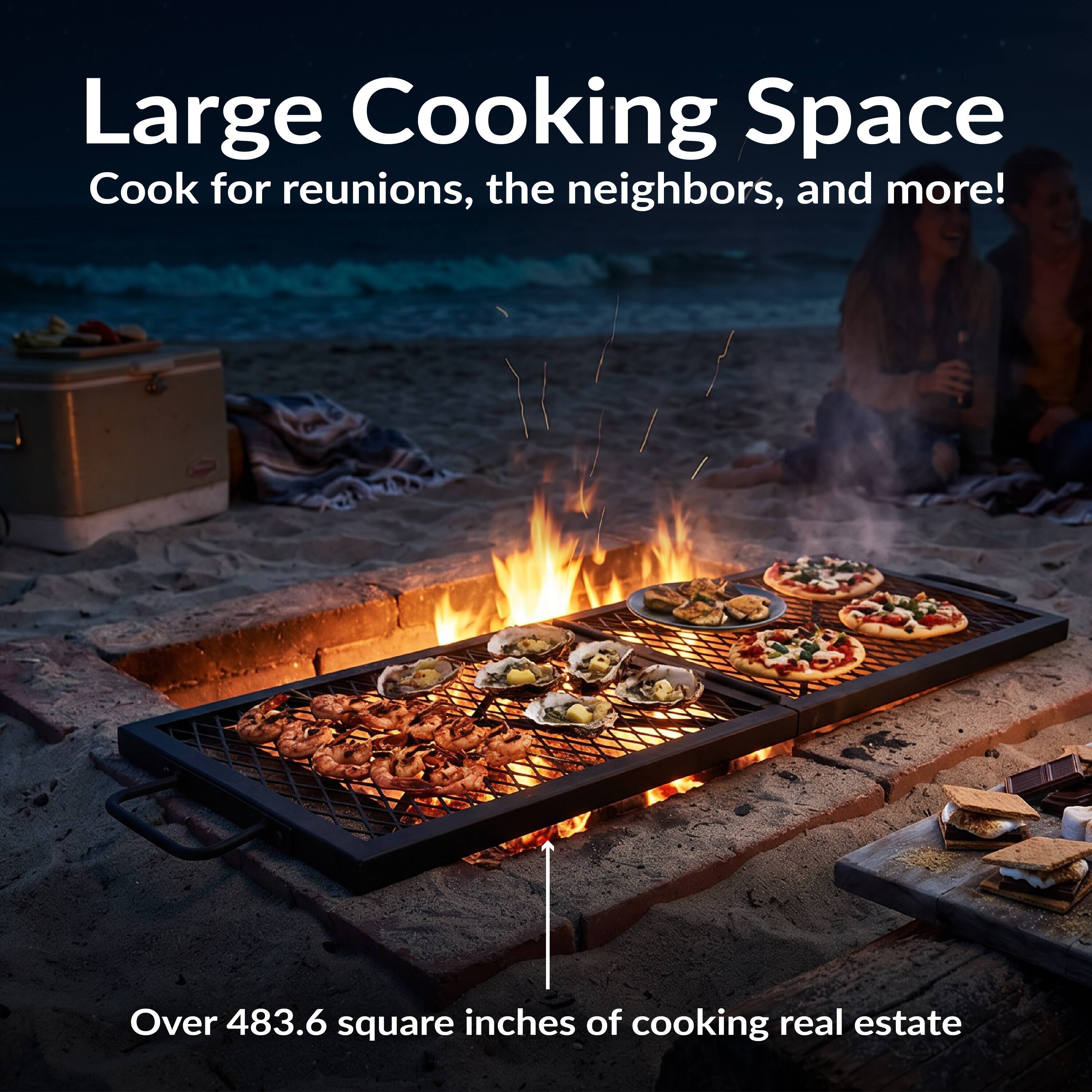 Large Cooking Space  
Cook for reunions, the neighbors, and more!  
Over 483.6 square inches of cooking real estate