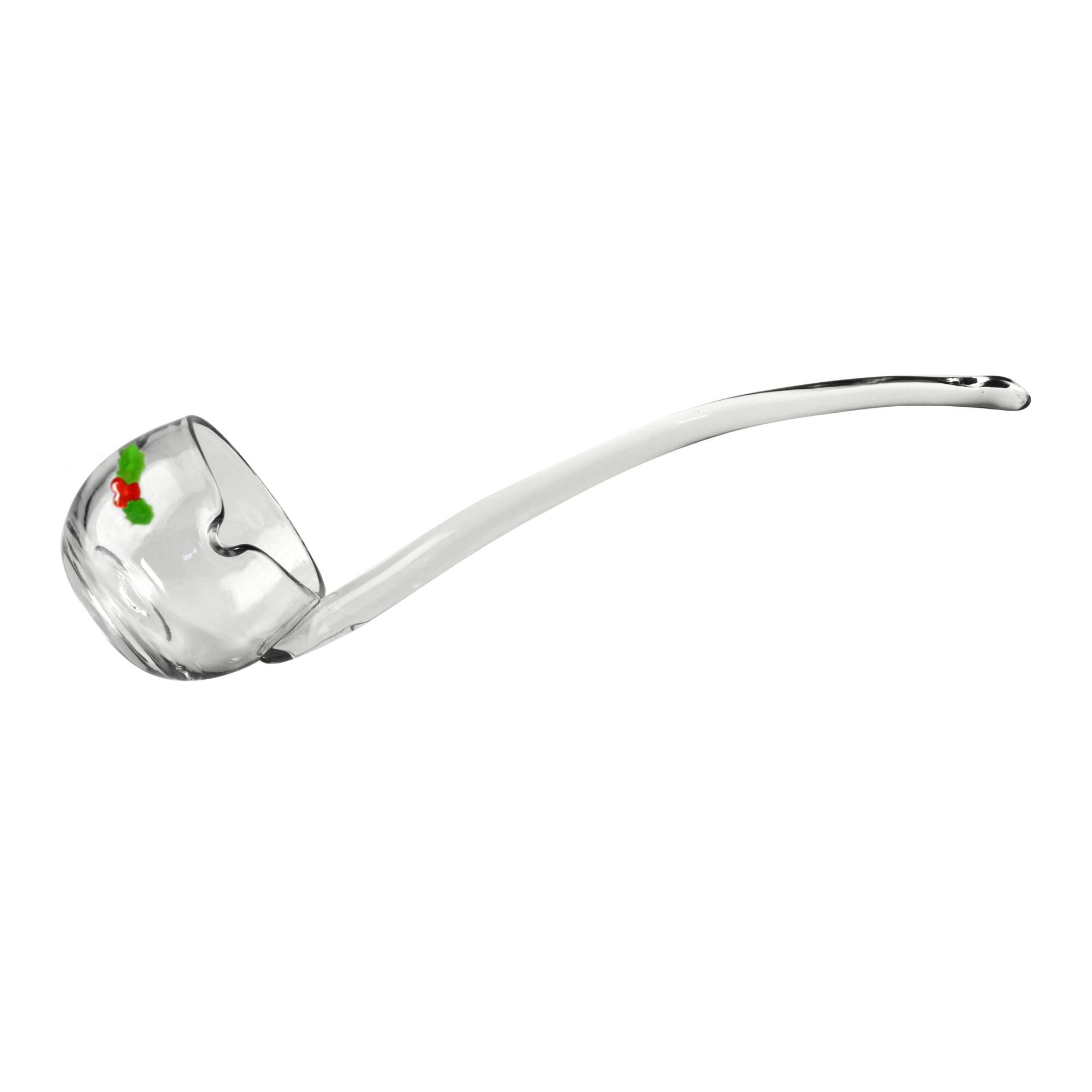 Left. Artland - Artland Punch Glass Ladle with Holly Pattern, Ergonomic Handle, Dishwasher Safe - Clear.