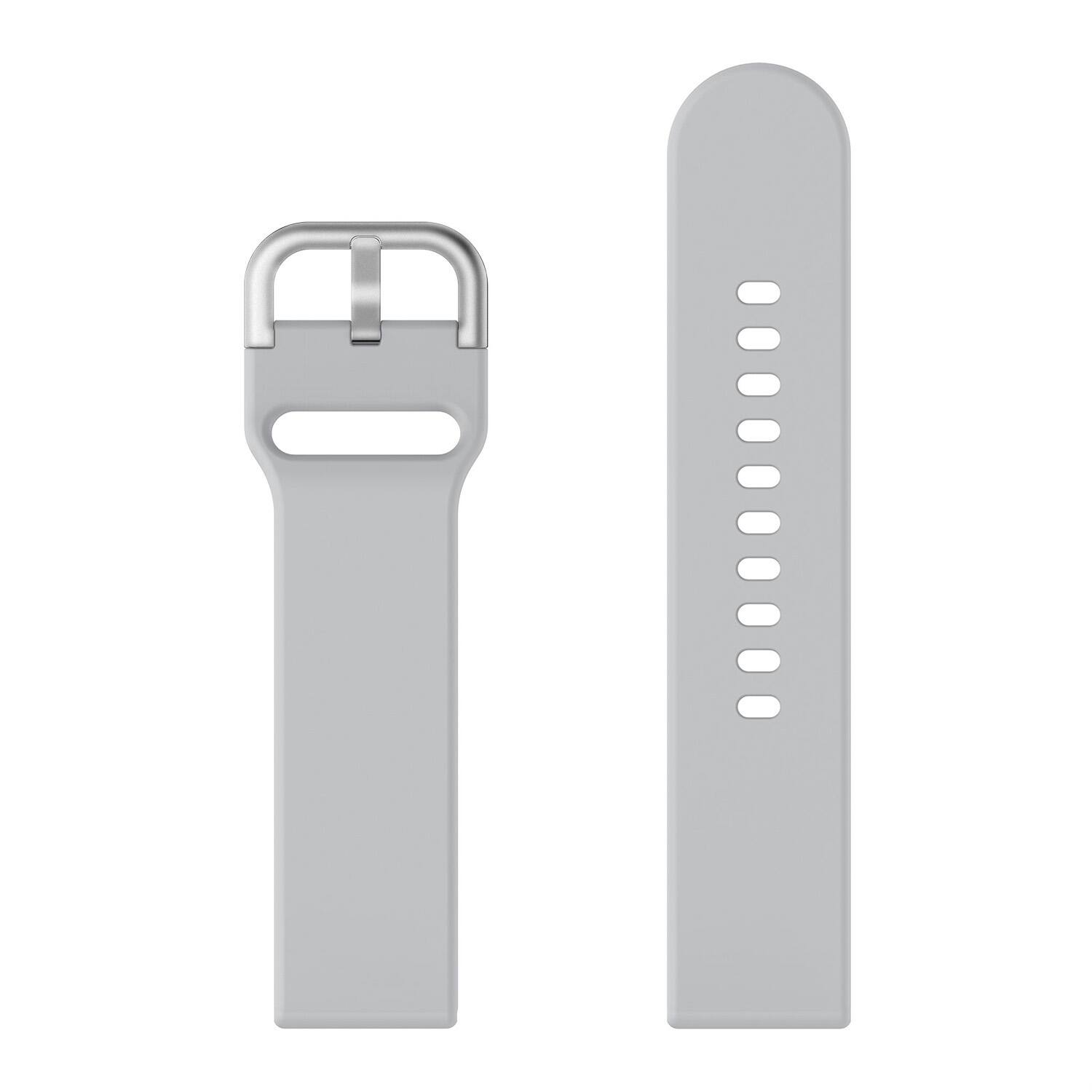 Left. StrapsCo - Sport Band Silicone Rubber Watch Strap For Fitbit Versa & Versa 2 - Grey.