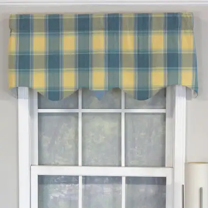 Front. RLF Home - RLF Home Syon Park Plaid Regal Style 3" Rod Pocket Valance 50" x 17" Multicolor - Sunshine.