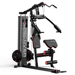 HARISON - Home Gym, Multifunctional Workout Equipment with Pulley, Weight Bench, Leg Extension & Rowing Machine - Black