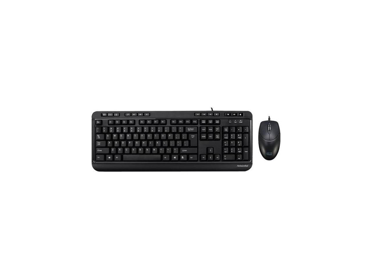 Alt View 2. Adesso - Adesso Akb-132Cb - Antimicrobial Multimedia Desktop Keyboard And Mouse - Black.