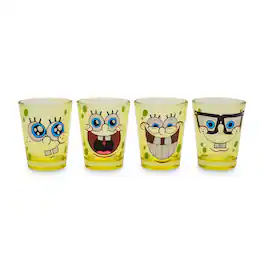 Silver Buffalo - Nickelodeon SpongeBob Faces 2-Ounce Mini Glasses | Set of 4 - Yellow