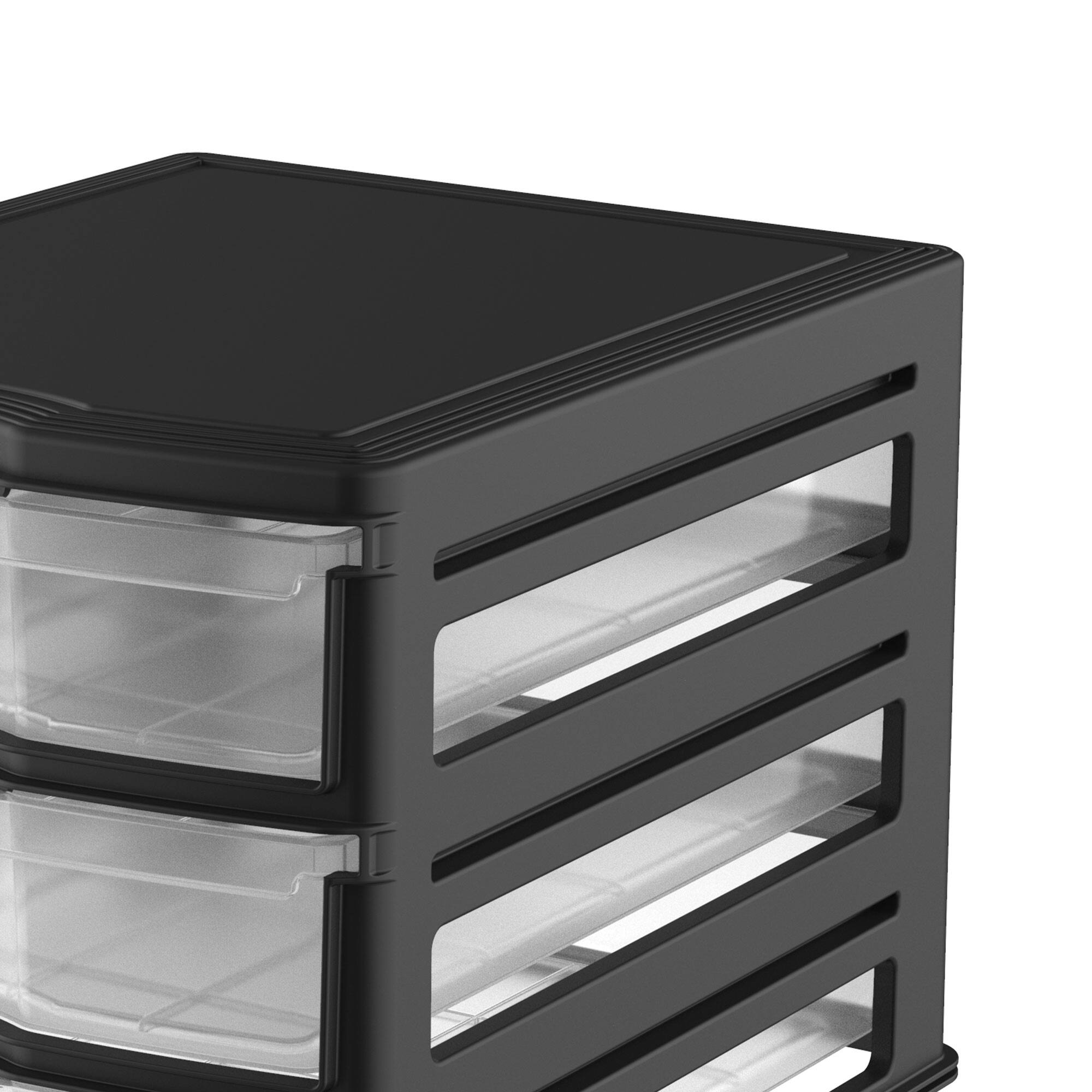 Alt View 2. Life Story - Life Story 3 Drawer Stackable Shelf Organizer Plastic Storage Drawers, Black.