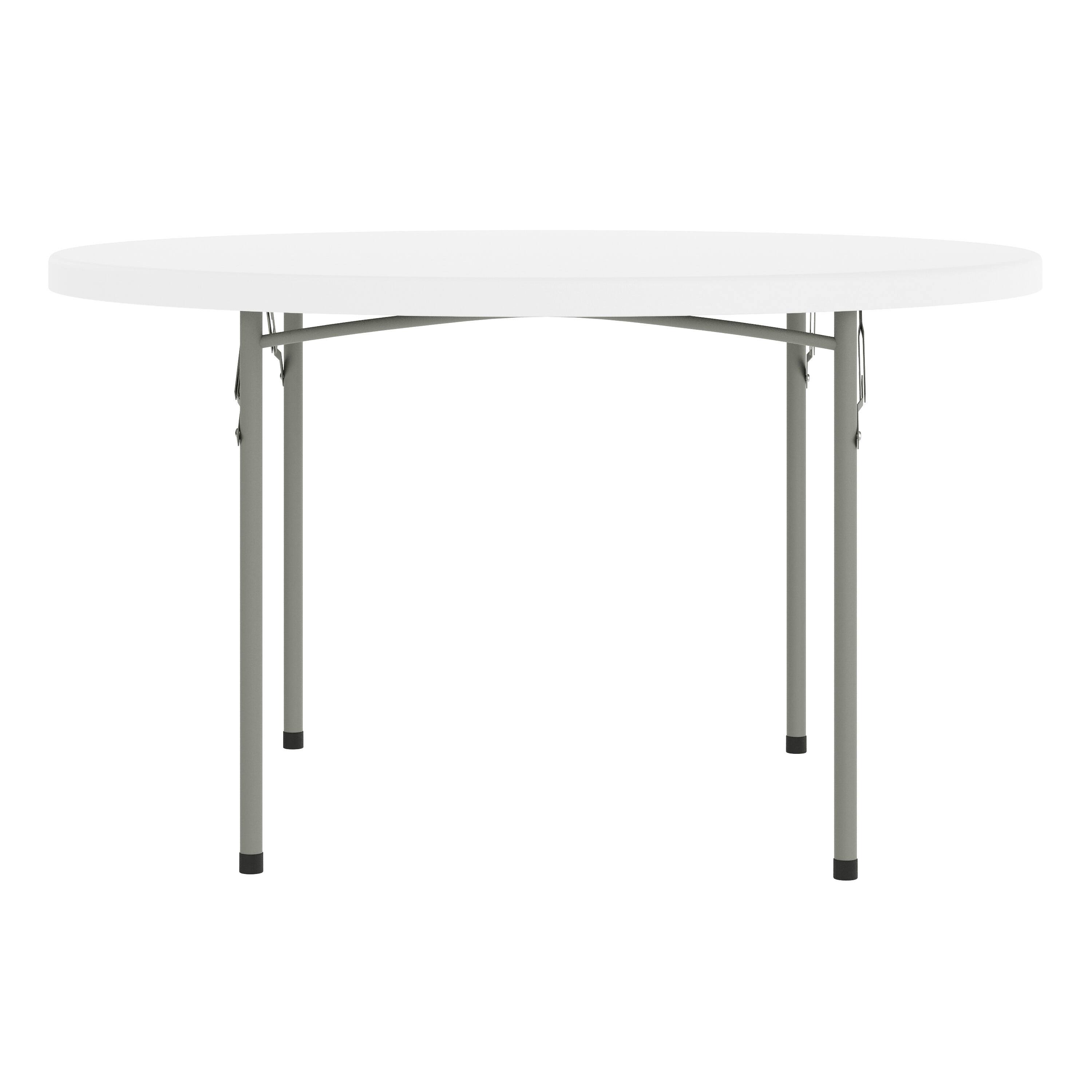 Alt View 5. Emma + Oliver - 4-Foot Round Plastic Folding Table - Granite White.