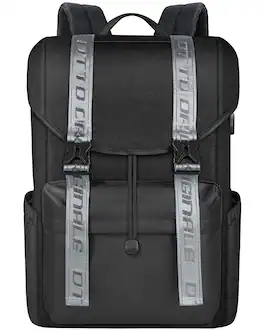 DTTO - Travel Laptop Backpack, Vintage Anti-Theft Water Resistant 23L Backpack with USB Port for 15.6" Notebook - Black