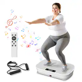 KERDOM - Vibration Plate Gym - Music Player Function, Full Body Rocking Exercise Machine for 300 lbs Heavy People Workout - White