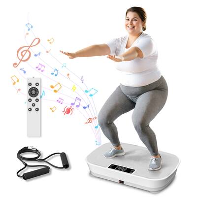 KERDOM - Vibration Plate Gym - Music Player Function, Full Body Rocking Exercise Machine for 300 lbs Heavy People Workout - White KERDOM - Vibration Plate Gym - Music Player Function, Full Body Rocking Exercise Machine for 300 lbs Heavy People Workout - White