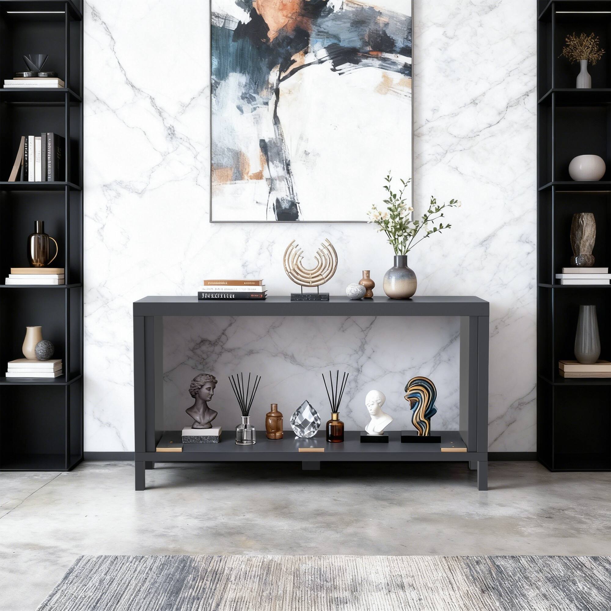 Left. Ihomeadore - 38-inch Modern Black TV Stand Media Storage Cabinet for TVs up to 32'' - Black.