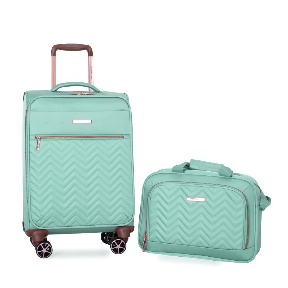 Alt View 1. BreeBe - Softshell Suitcase Spinner Wheels Terylene Luggage Set Green 4-Piece Lightweight Durable - Green.