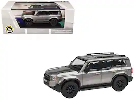 2024 Toyota Land Cruiser 250 Prado Meteor Shower Metallic 1/64 Diecast Model Car by Paragon Models - Silver
