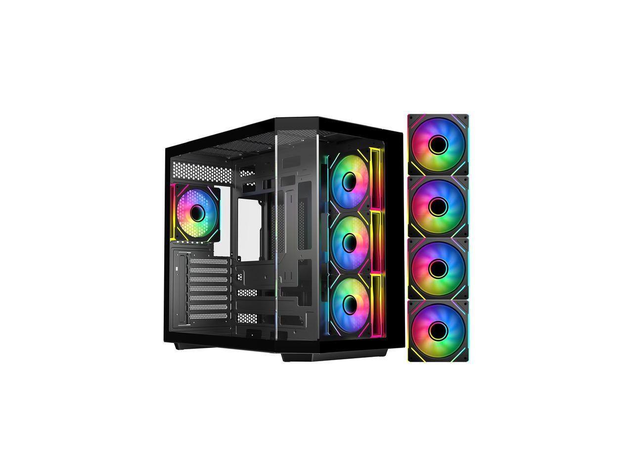 Angle. DIYPC - argb-n3-bk black usb3.0/ type c tempered glass atx gaming computer case w/ - Black.