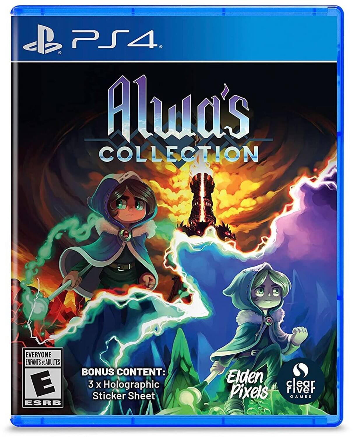 PS4. Aluas COLLECTION EVERYONE ENFANTS et ADULTES BONUS CONTENT: 3 x Holographic Sticker Sheet ESRB E Elden Pixels clear river GAMES - E (Everyone)