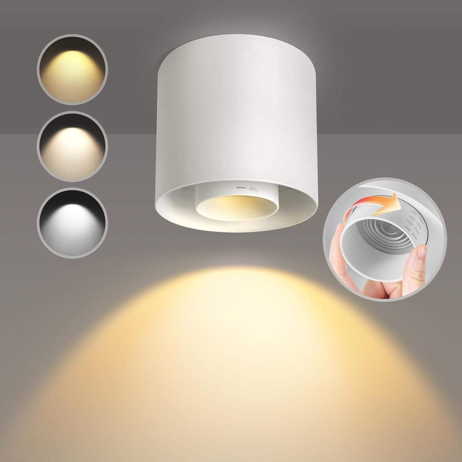 FINEAK - 30W Zoomable 3-Color Dimmable LED Ceiling Spotlight (White)